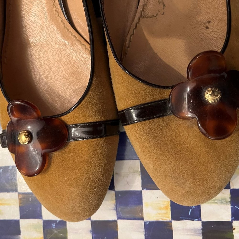 100% Authentic Louis Vuitton Suede Beige Logo Ballet Flats 41 11 - Picture 4 of 9